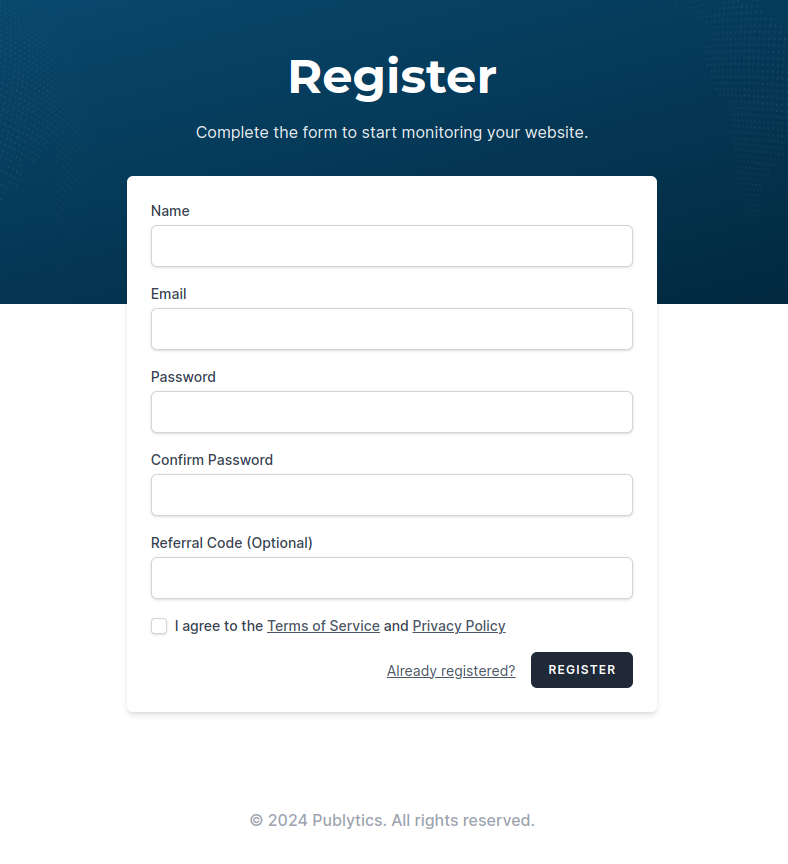 Registration form