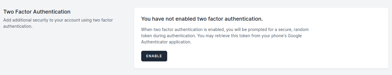 Two factor authentication